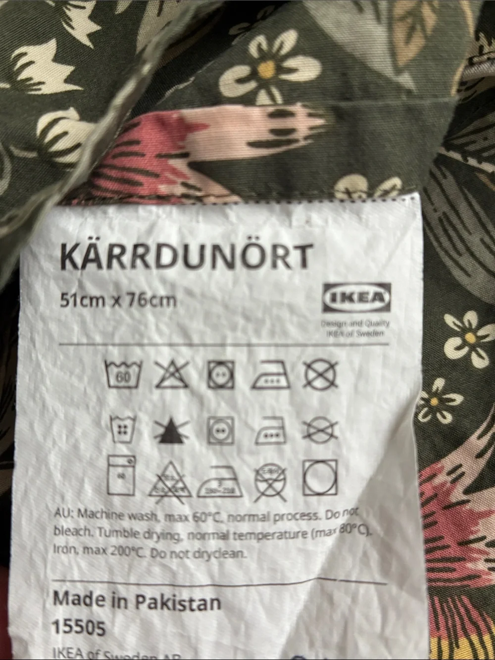 Ikea Karrdunort Floral Print Cotton Duvet Cover and Shams Queen